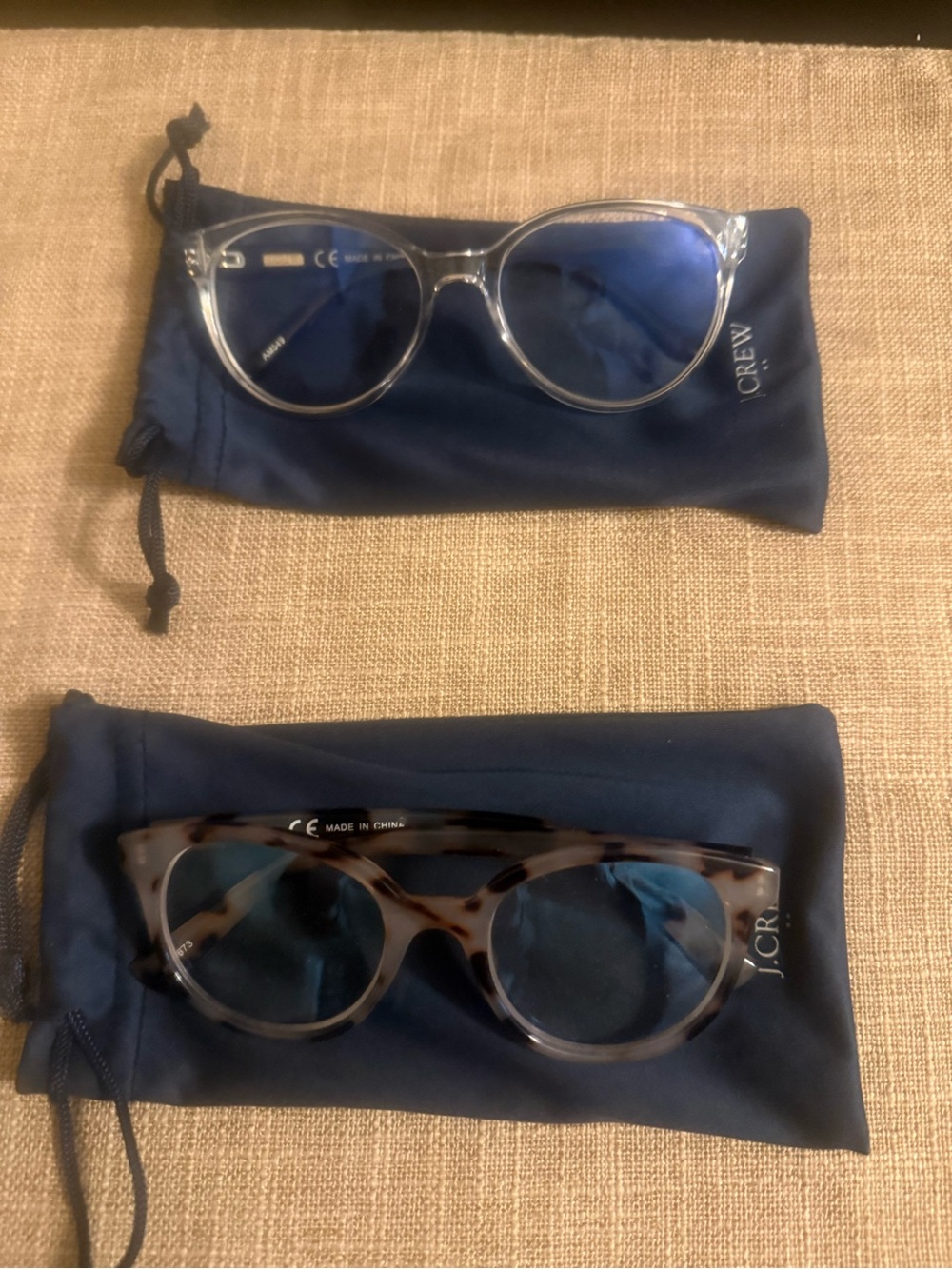 J. Crew Clear Frame & Tortoiseshell Sunglasses with Blue Lenses